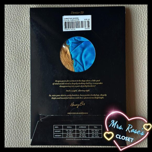 Honey Birdette Christine Turquoise Stockings Size Medium - Picture 3 of 3